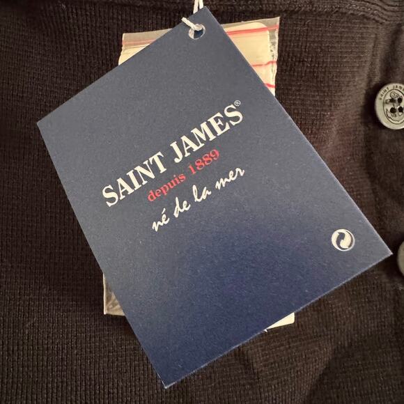 Saint James Black Wool Knit Button Front Pencil Skirt 40 8 New - Picture 4 of 8